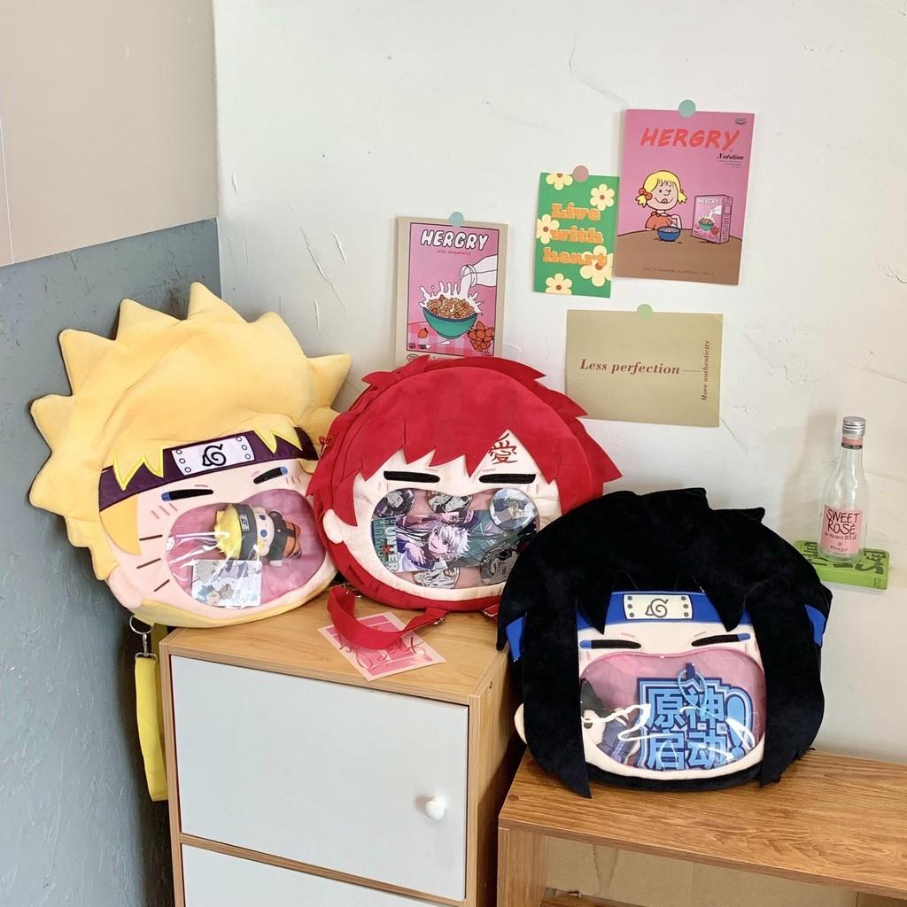 Uchiha Naruto Gaara Sasuke Plush Backpack Single Shoulder Crossbody Gift Bag