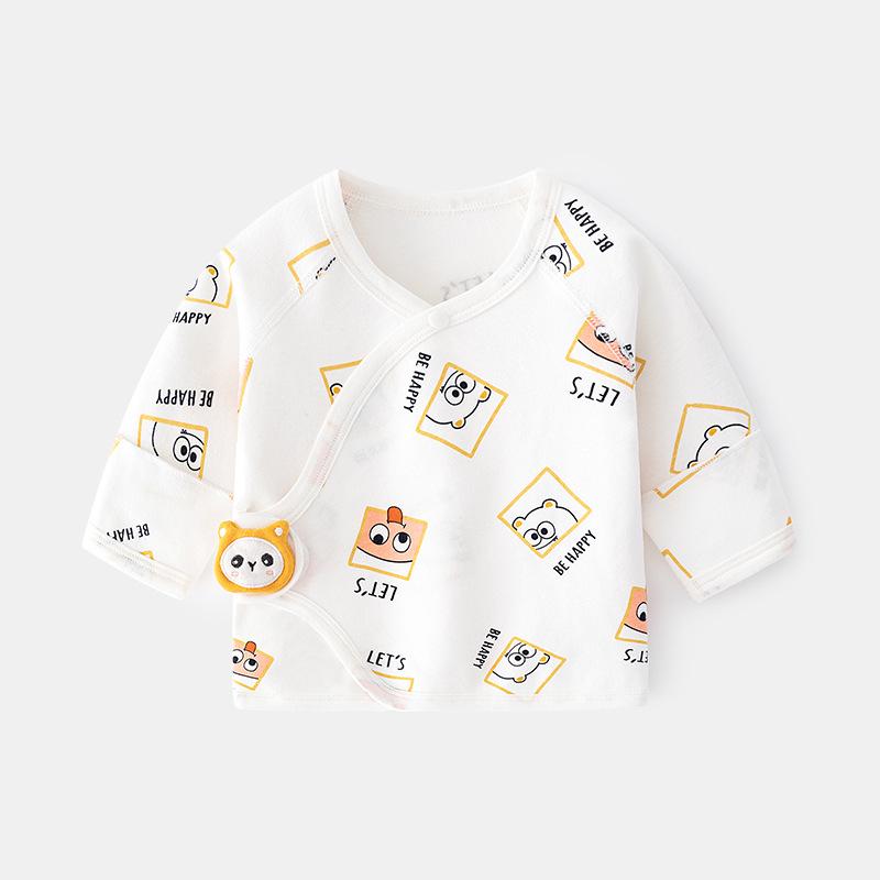 Newborn Boneless Pure Cotton Velcro Half-Back Pajamas - Spring/Autumn Style Baby Top