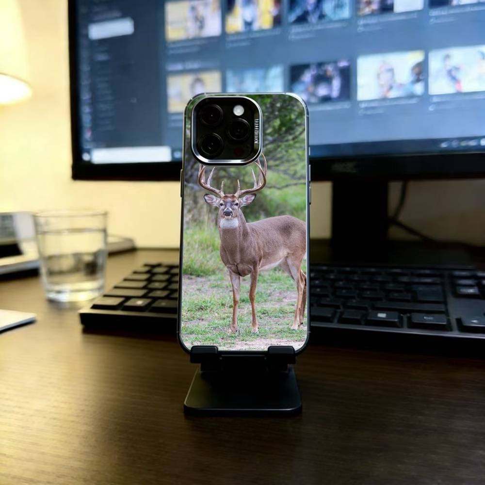 Deer Hunting Phone Case For iPhone 17,16,15,14,13,12,11 Plus,Pro Max,XS,Colored Silver Plated Inside Cover iPhone15Plus