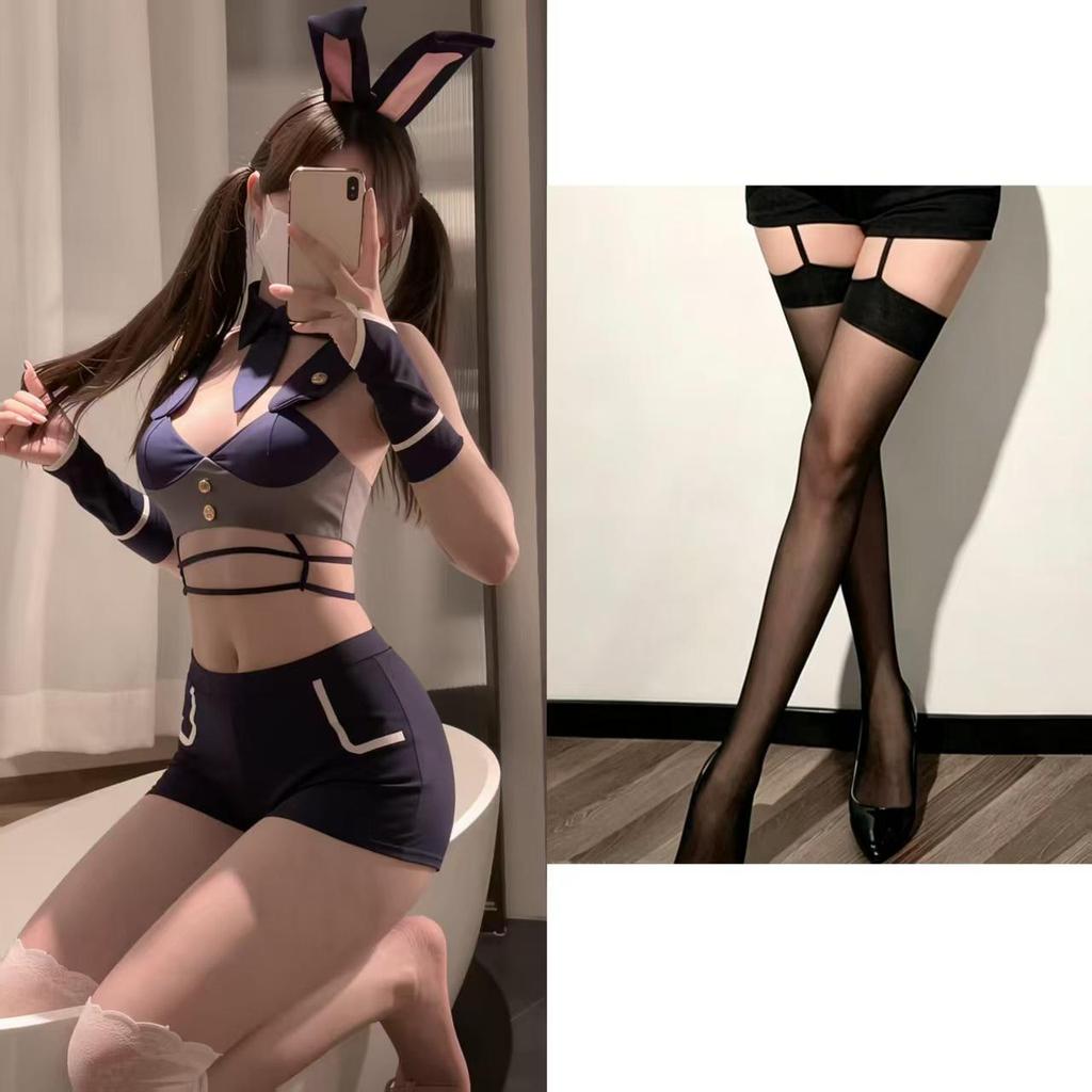 Sexy Bunny Girl Police Uniform Crotchless Lingerie Set Pajamas
