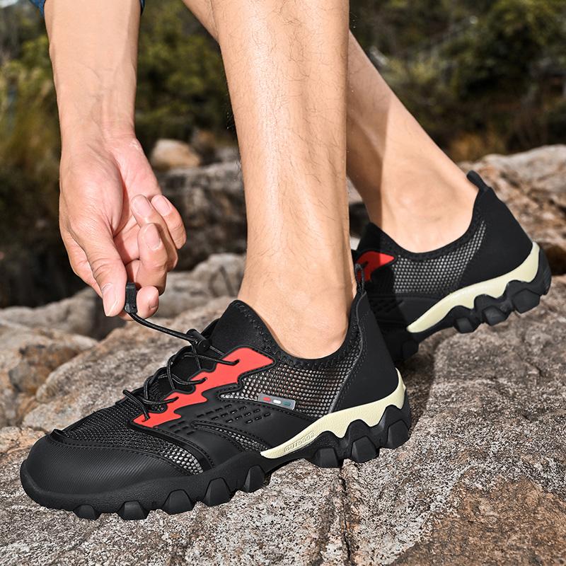 Men's Hiking Shoes Fashionable Hollow Breathable Mesh Shoes Are Durable Non Slip Walking Shoes Suitable for Hiking and Camping