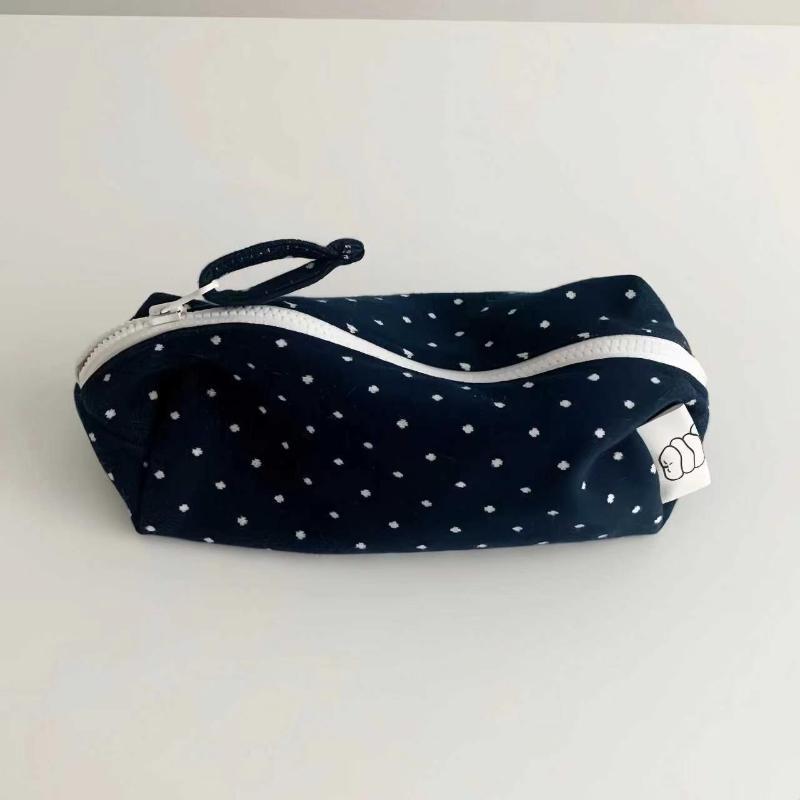 Tragbare Stoff-Federtasche für Schüler Gepunktete Federtasche Große Kapazität Mode-Schreibwaren-Organizer Kosmetiktasche