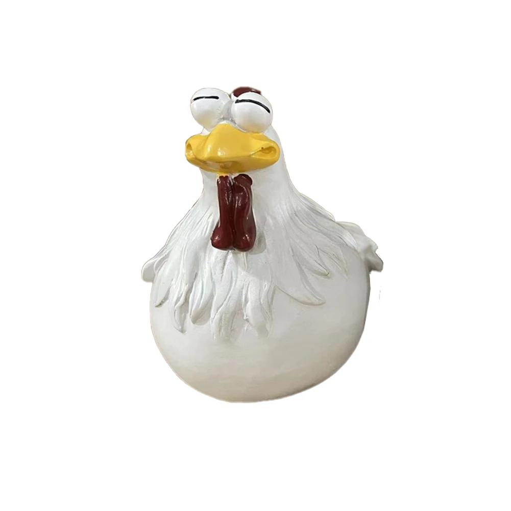 Farm Yard Chicken Statues Decorative Resin Sculpture Art-backyard Art Craft Creative Eco-friendly Simple Backyard Decorations