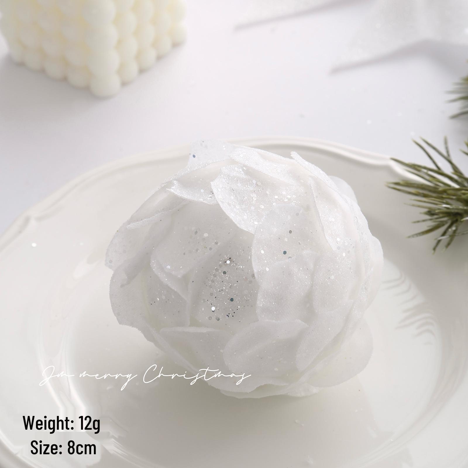 Белый пенопластовый рождественский шар с лепестками - 8 см Подвесное украшение для елки