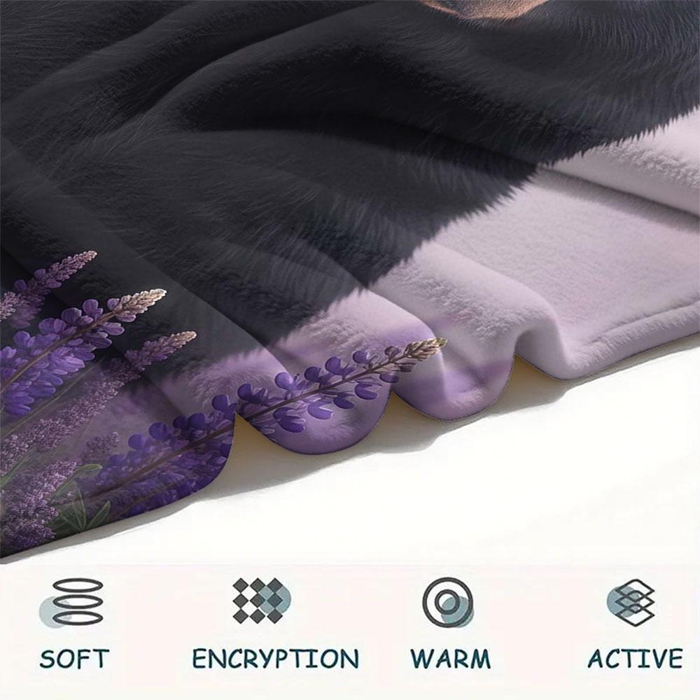 1Pc Lavenderanimals Print Flannel Blanket, High quality Comfortable for All Seasons, Home Decor, Warmth and Comfort, Perfect for Christmas Gifts