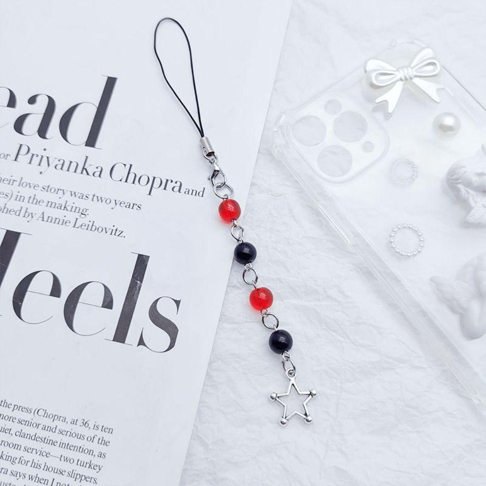 Key Cord Y2K Star Phone Chain Phone Charm Beaded Phone Lanyard Y2K Phone Charms  Bag Decoration