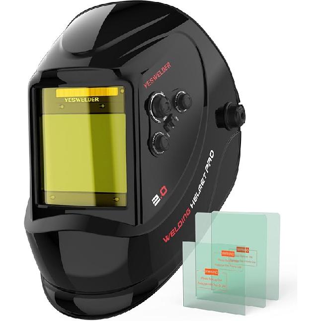 YESWELDER Сварочная маска-хамелеон с большим обзором, блокирующая синий свет, 1/1/1/1 Истинный цвет, на солнечных батареях, с 4 датчиками дуги, Широкая LYG-M800H