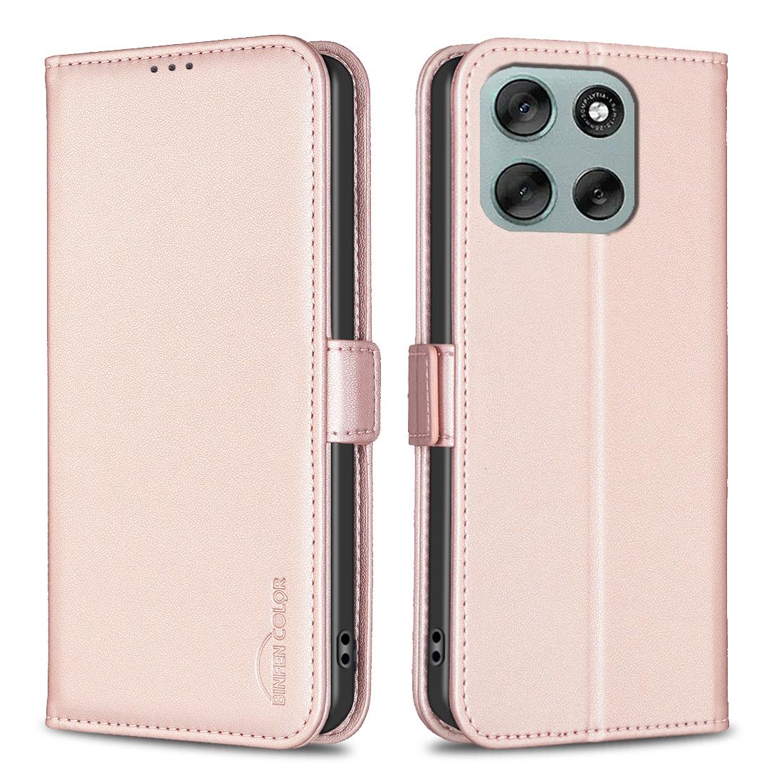 

For Motorola Moto G56 5G Case BINFEN COLOR BF31 PU Leather Flip Folio Phone Wallet Cover Pink