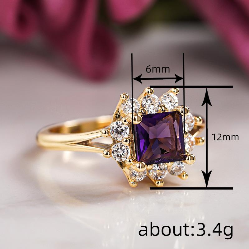Classic Copper Alloy Zircon Ring Ladies Jewelry Wedding Promise Party Gift