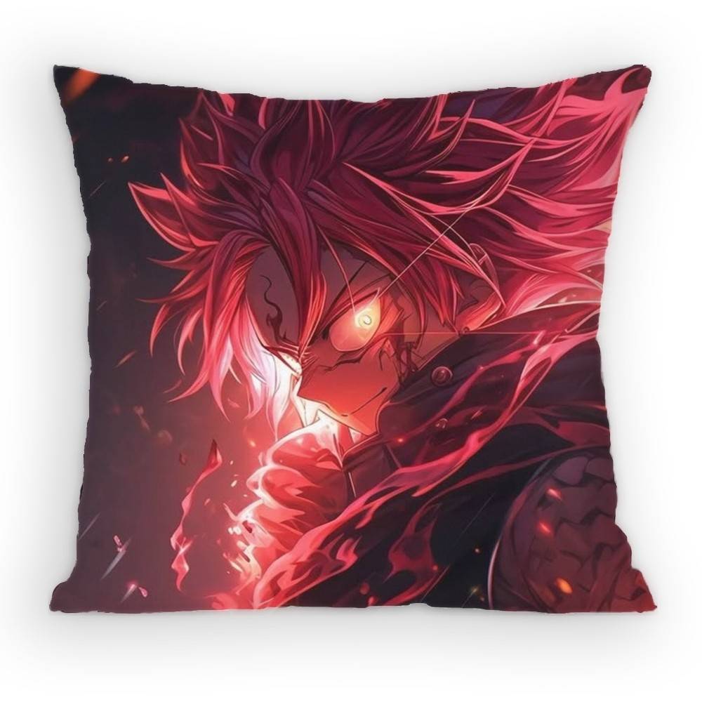 FAIRY TAIL Natsu Pillow Case Antidustmite Pillowcase Invisible zipper silky short plush Sofa cushion cover