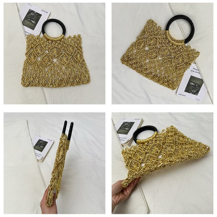 Handgeflochtene Hohl-Handtasche Damen Strand-Netzbeutel