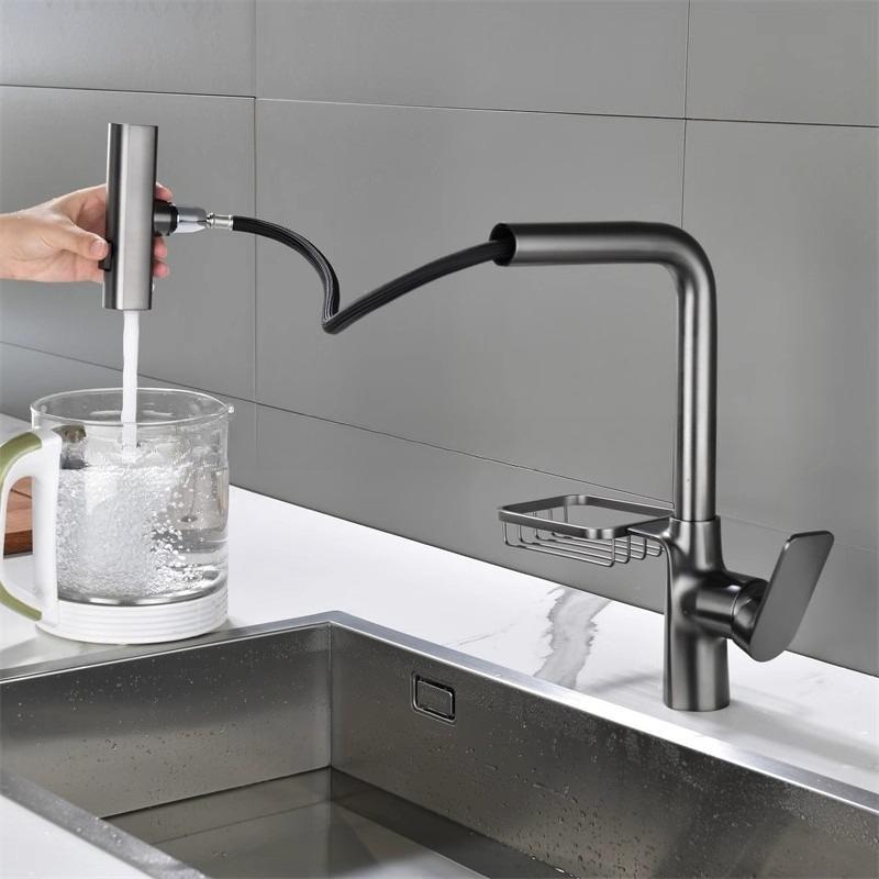 Pull-out Kitchen Faucets Splash-proof Sink Faucet for Washing Vegetables Household Hot and Cold Pressurized Sink Faucet