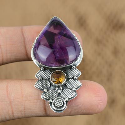 Wedding Gift For Her 925 Sterling Silver Natural Star Amethyst Gemstone Pendant