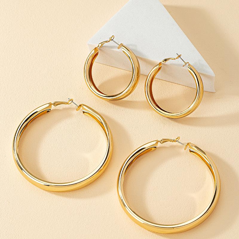 

Minimalist Geometric Big Circle Earrings for Women - Trendy Statement Studs