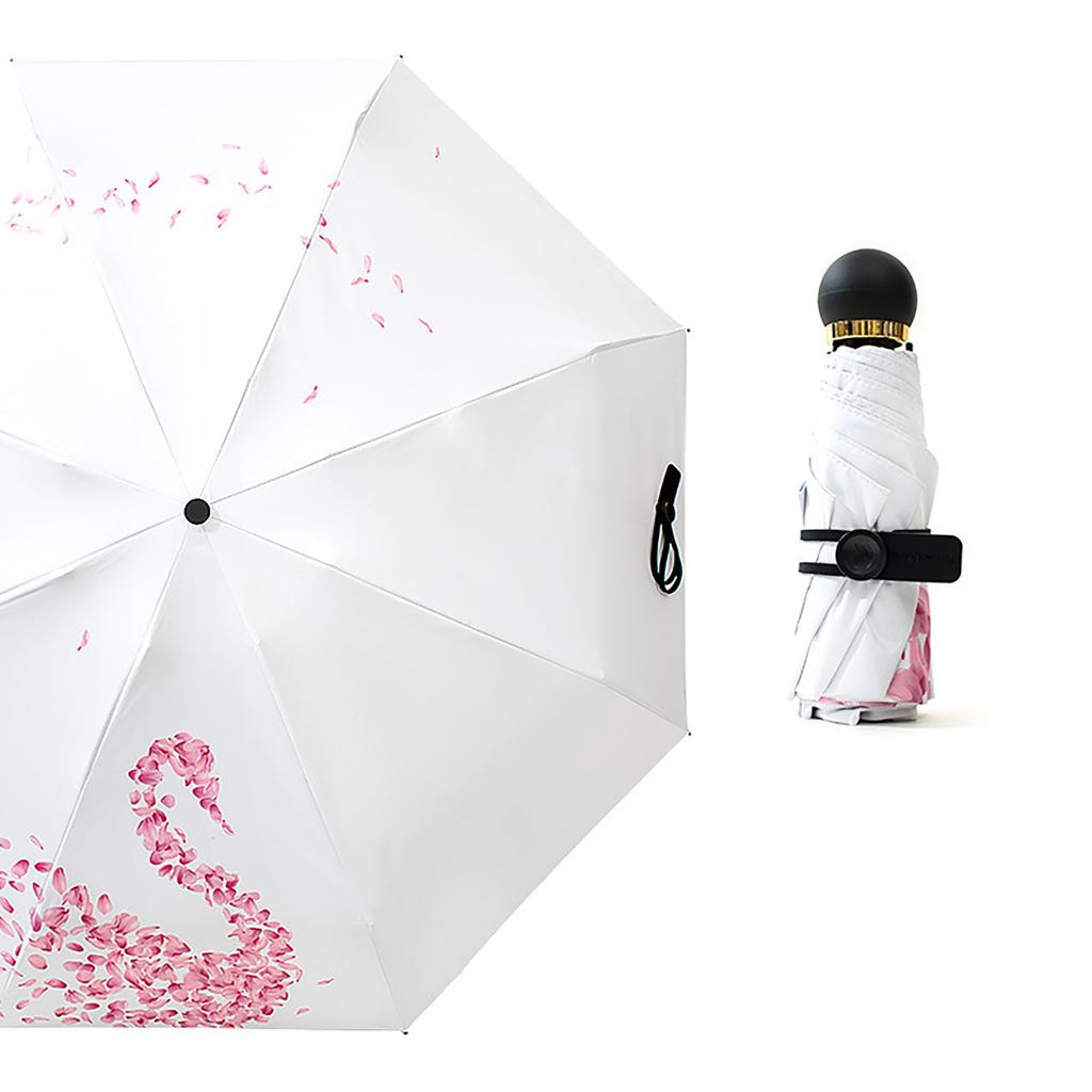 Modischer Schwanenblüten-Druckschirm Mini-Taschenschirm Ultra-Kleiner Leichter Sonnenschirm Faltbarer Regenschirm Sonnenschutzschirm