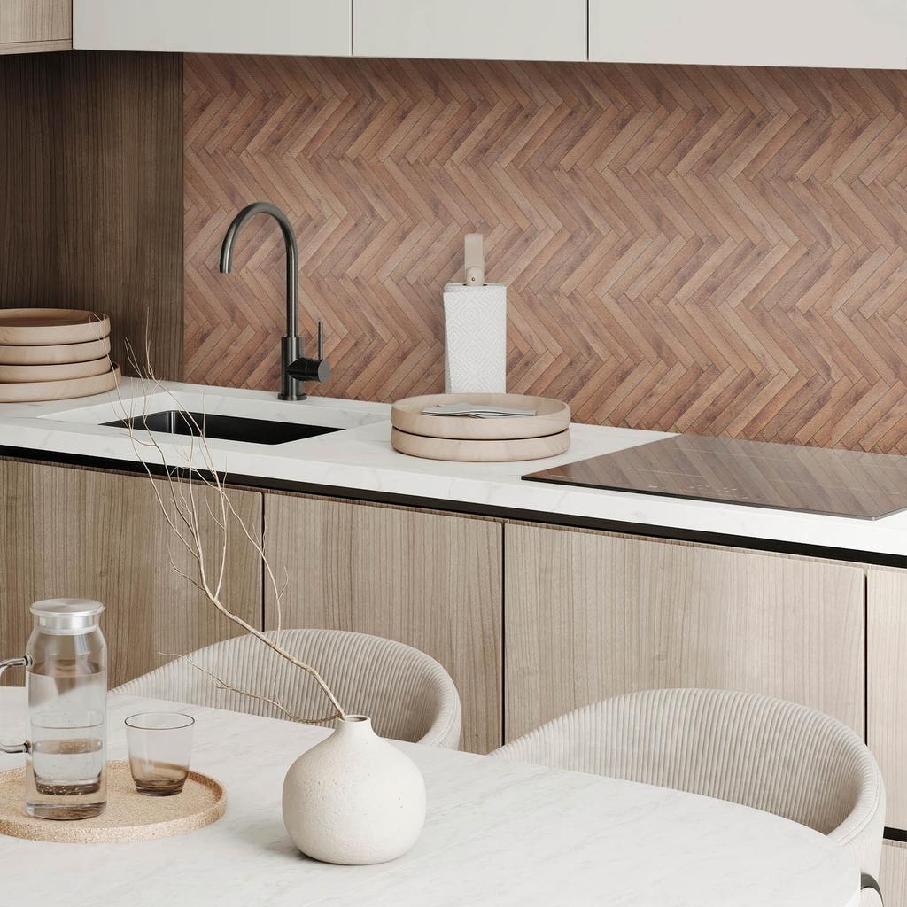 Vinyl Tile Set with Bedroom Motif Herringbone Pattern 10x40x20 Cm