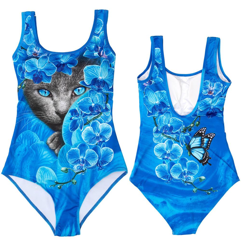 Triangle comfortable 3D color print explosive bikini women's one-piece swimsuit