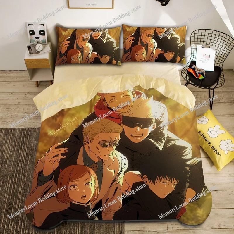 Fashion Vibrant 3D Print Anime Jujutsu Kaisen Bedding Set Single-Twin-Full-Queen-King Size Adult Kid Bedroom Stylish Duvet Cover
