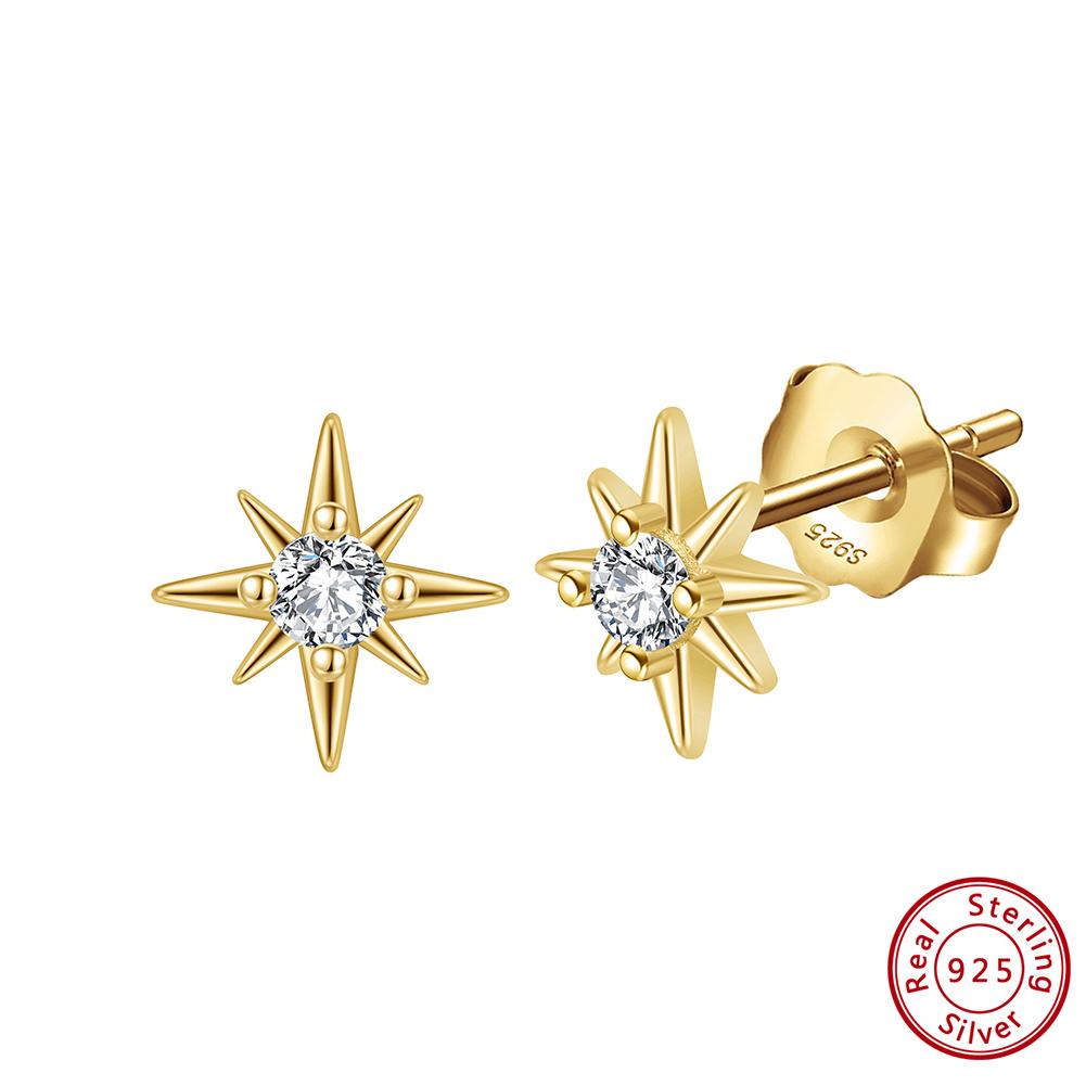 Effie Queen Elegant Cubic Zircon Star Stud Earrings 925 Sterling Silver Minimalist Design Versatile Star Ear Stud Jewelry APE27