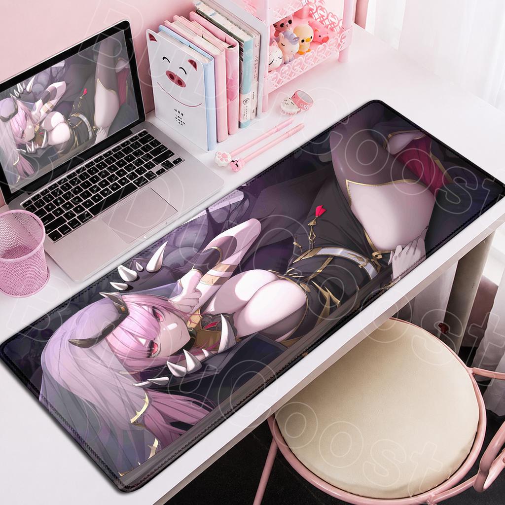 Office Large Rubber Gaming Mouse Pad Anime Non-slip Rubber Base Laptop Keyboard Mat Hololive Kawaii Mori Calliope Desktop Carpet