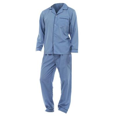 Mens Plain Long Sleeve Shirt & Trouser Bottoms Nightwear Pajama Set