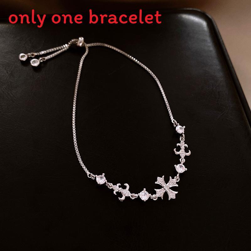 Pulseira Ajustável com Pingente de Cruz para Mulheres com Enfeites de Zircônia Joia da Moda Tendência Presente