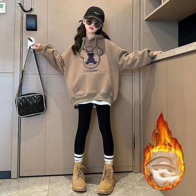 Mädchen Herbst/Winter Kapuzen-Fleece-gefüttertes Sweatshirt Oversized Kinder Sport-Oberbekleidung Top