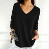 Women's Color V-Neck Long Sleeve Knit Sweater Casual Basic Lightweight Top for Daily Wear