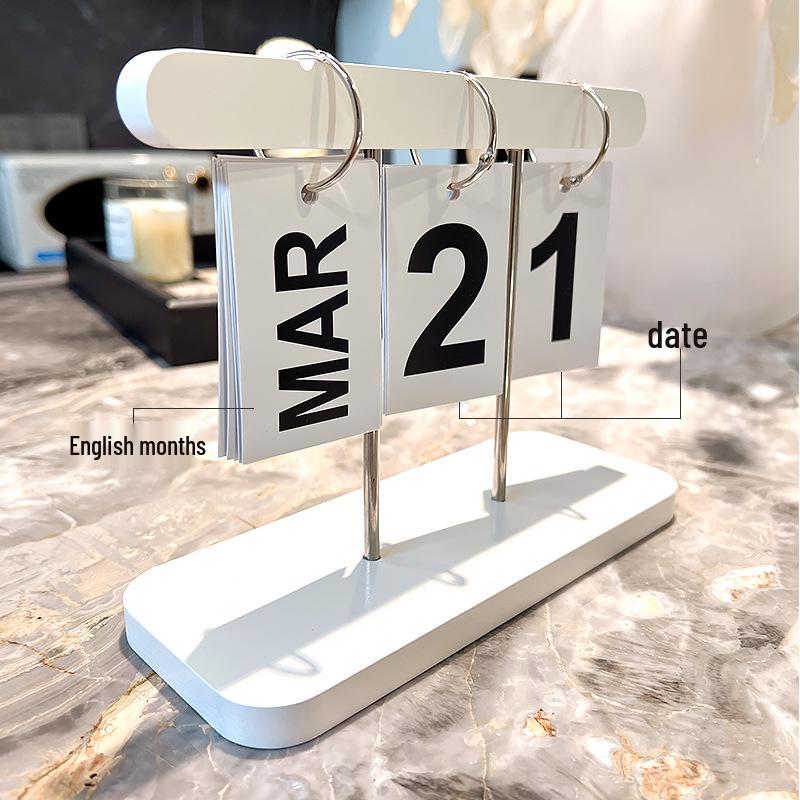 

Элегантный деревянный настольный календарь с перекидными страницами: Минималистичное однотонное украшение для домашнего декора