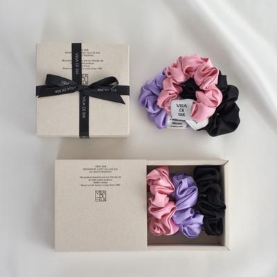 VILLA DE SILK Baby Scrunchie 3set (Pink/Purple/Black)