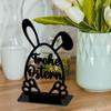 Cartoon Rabbit Easter Decorative Figurines Black Acrylic Hollow Carving Decoration Accessories Easter Egg Desktop Ornament