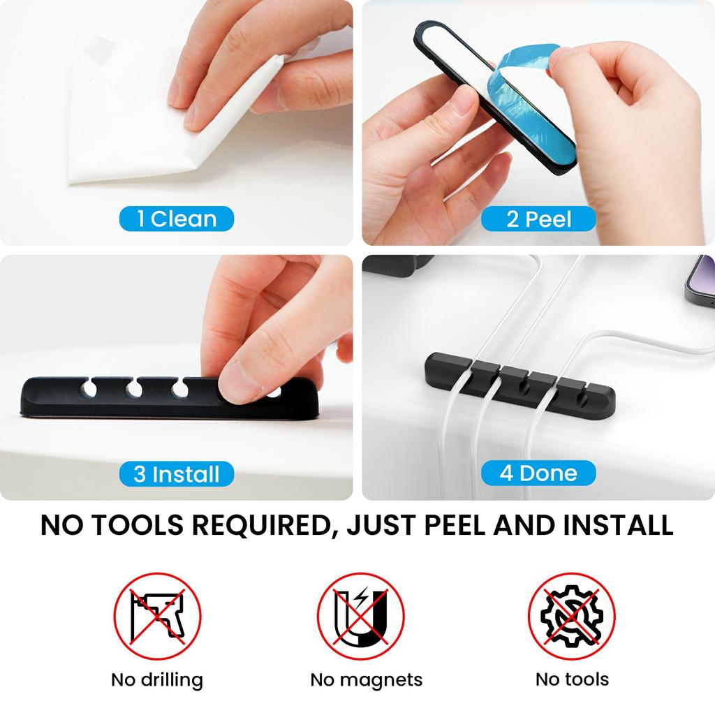 AHASTYLE WG144 Silicone Cable Clip Organizer 7-Hole Wire Management Cord Holder