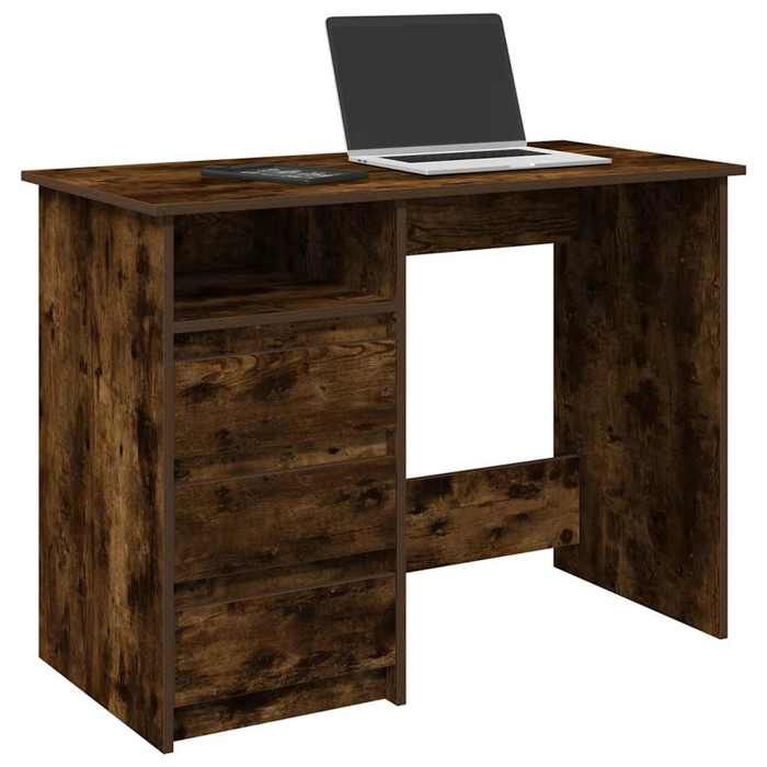 VidaXL Bureau chêne fumé 102x50x75 cm bois d'ingénierie, bureau d'ordinateur, bureau debout, bureau avec rangement, bureau 860467