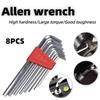8pcs/set Pocket-Sized Hex Key Set DIY L Wrench Durable Allen Wrench Set