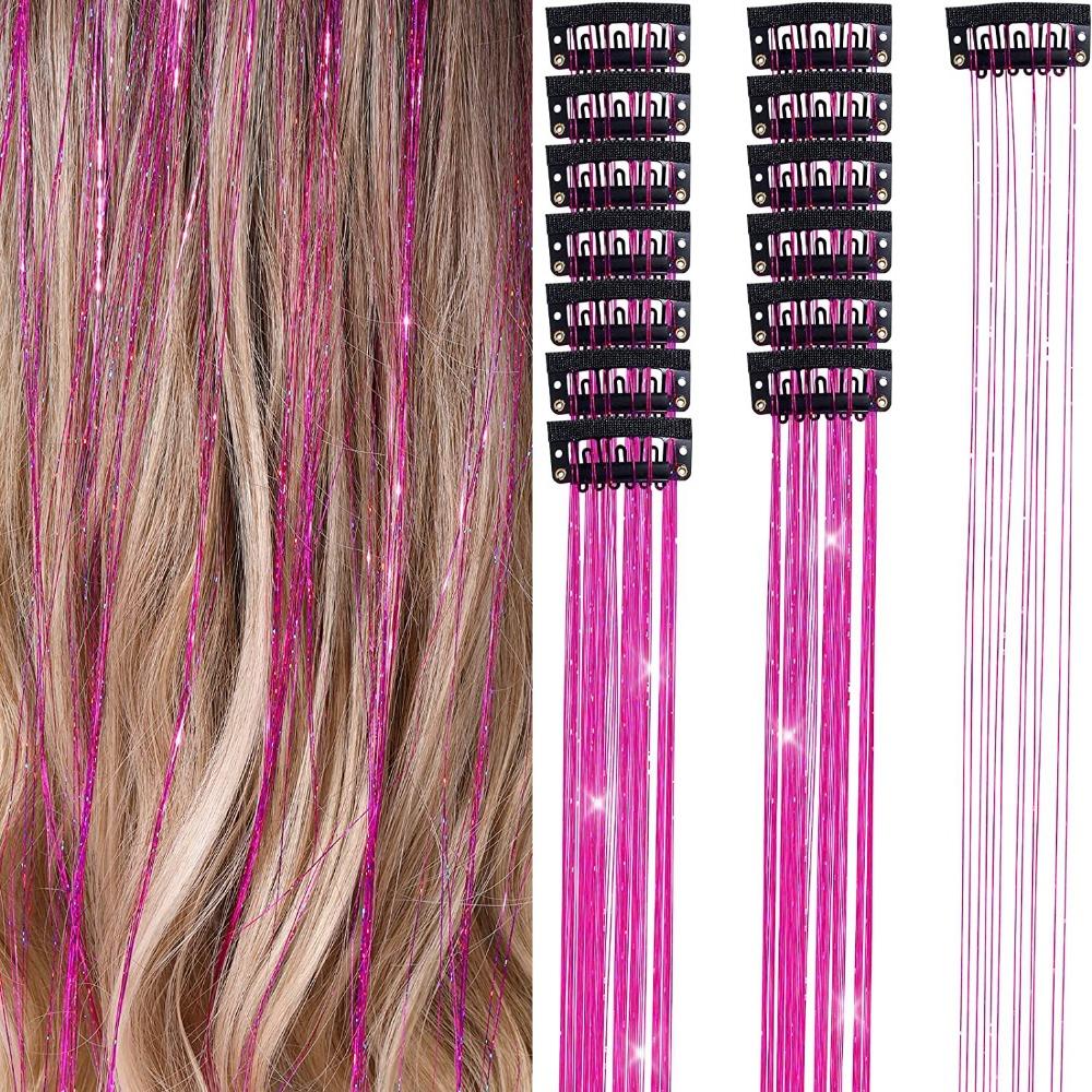 6Pcs Glitter Hair Tinsel Colorful Shiny Sparkle Hair Fairy Tinsel Hair Extensions  Women