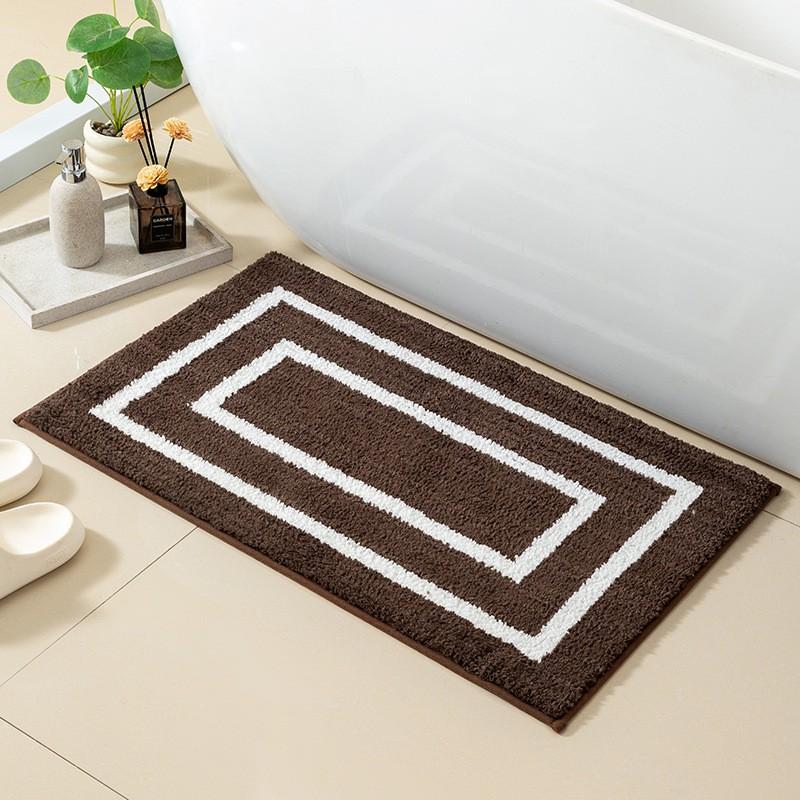 Square Dual-Tone Geometric Bath Mat Non-Slip Absorbent Floor Rug Bathroom Shower Entryway