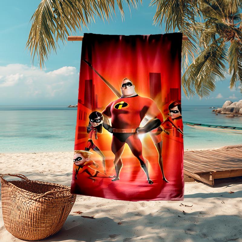 Ultra-Soft Beach Towel with The Incredibles Theme,Ideal for Pool - Camping, Diving - Perfect Travel Essential, Vibrant Beach Towel.
