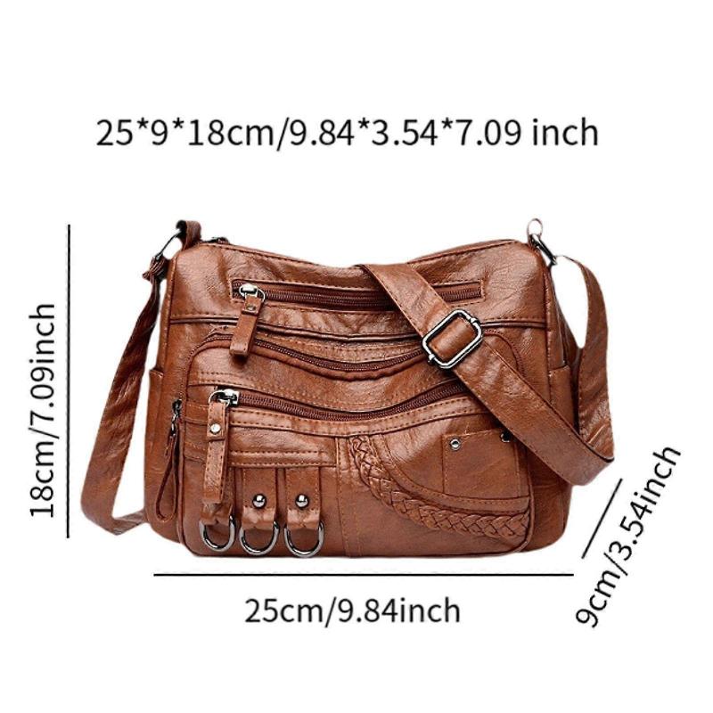 Women Shoulder Bag Soft PU Leather Crossbody Bag Pouch for Gifts Summer Work Brown