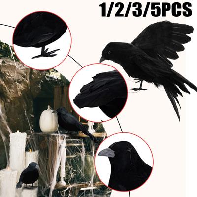 Black Crow Halloween Decoration Realistic Flying Crow Prop For Halloween Yard Garden