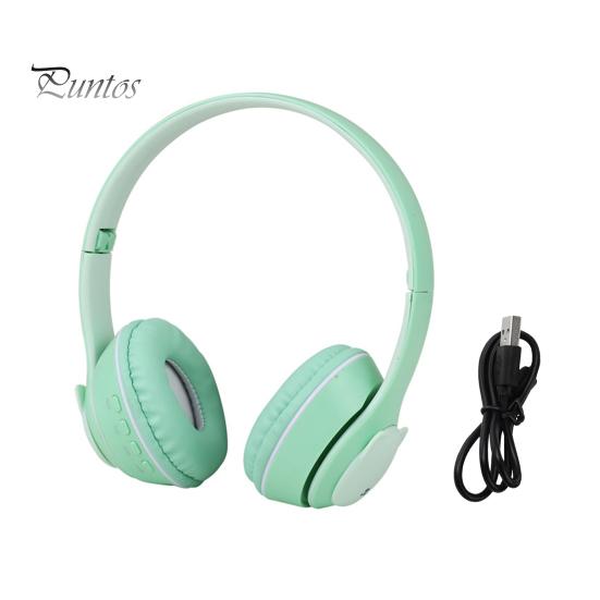 1 Set Headphone Foldable RGB Light Bear-shape Bluetooth-compatible 5.0 Wireless Headset Computer Accessories