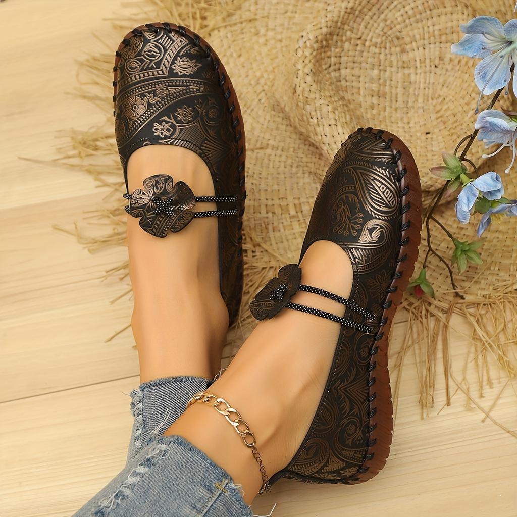 Plus Size Hand-Stitched Soft-Sole Casual Loafers for Women New Cross-Border Graffiti-Print Breathable Slip-On Loafers