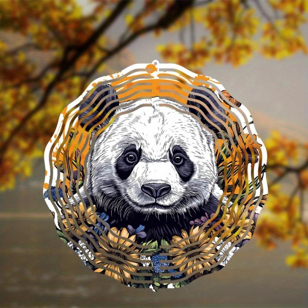 10 Inch Rotating Wind Chime with Cute Panda Design 360 Degree Hook for Garden Patio Yard Decor Summer Spring Gift for Friends Family