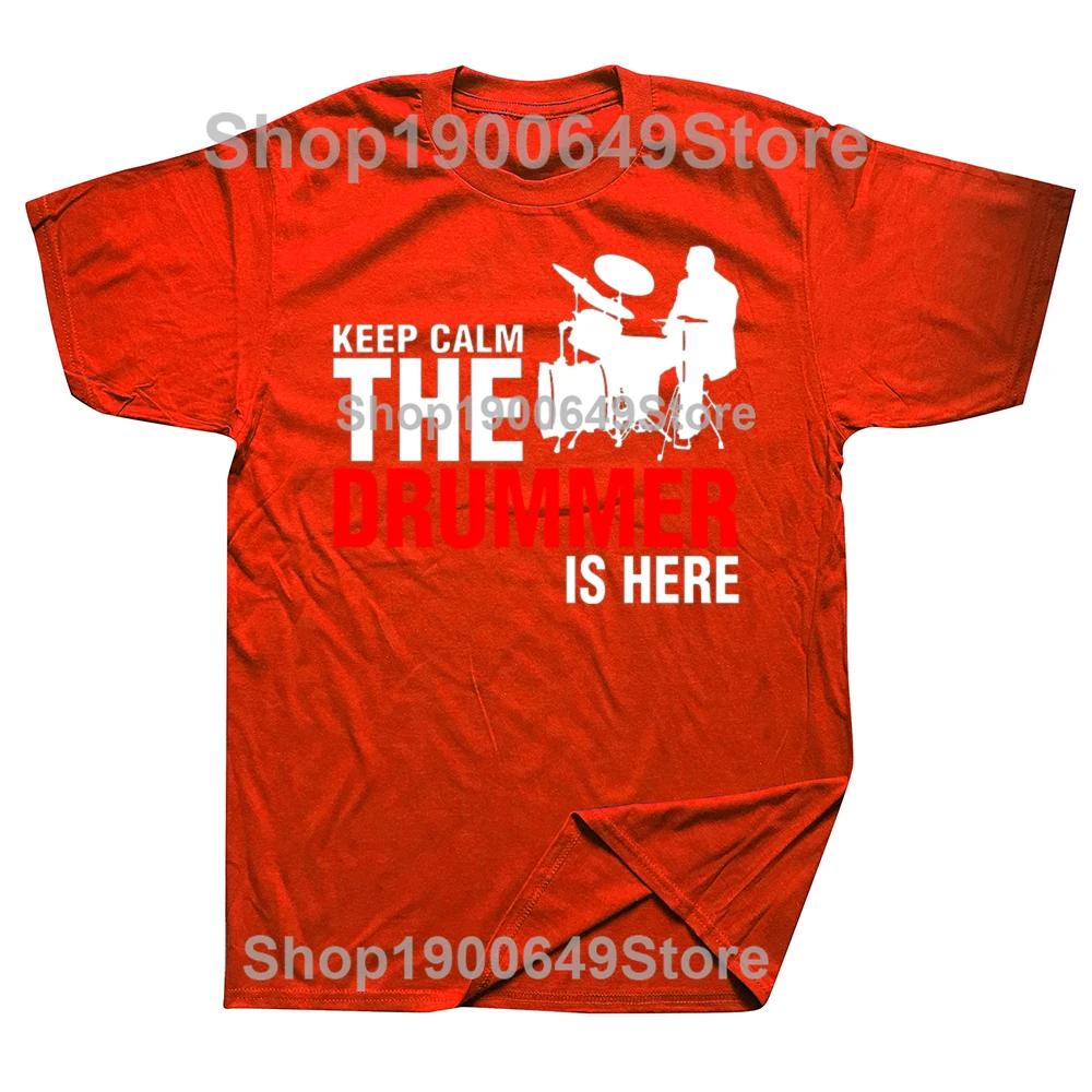 Mens Tops Tee Keep Calm The Drummer Is Here Printing T Shirt For A Drummer And Drums Cotton Short Sleeves O Neck TShirt Tshirt S