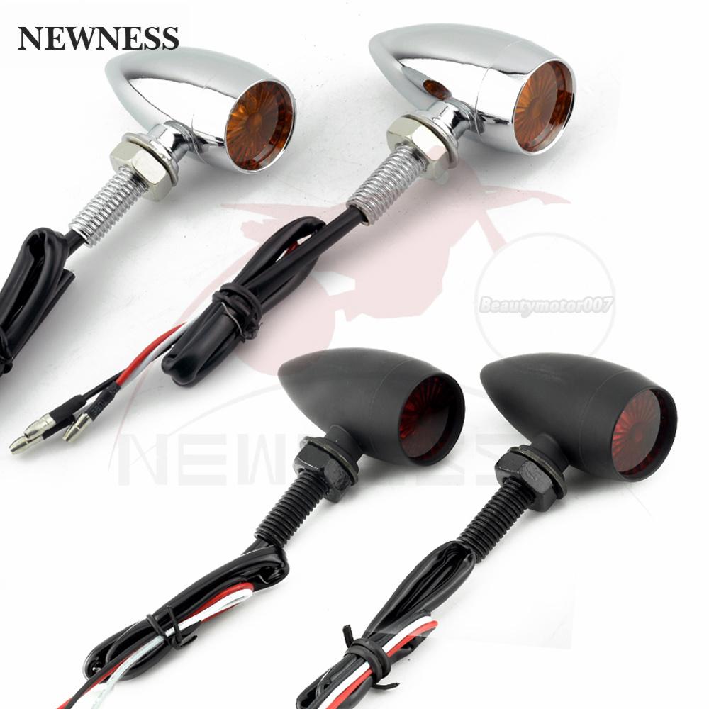 

Bullet Universal Motorcycle Turn Signals Indicator Light Amber Red For Harley Sportster Bobber Mini