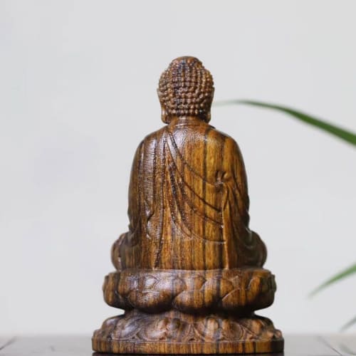 Miniature Shakyamuni Buddha Statue, Wood Carving, Seated Shakyamuni Buddha Statue, Buddha Sculpture, Buddha, Buddha, Principal Buddha Statue for Buddh