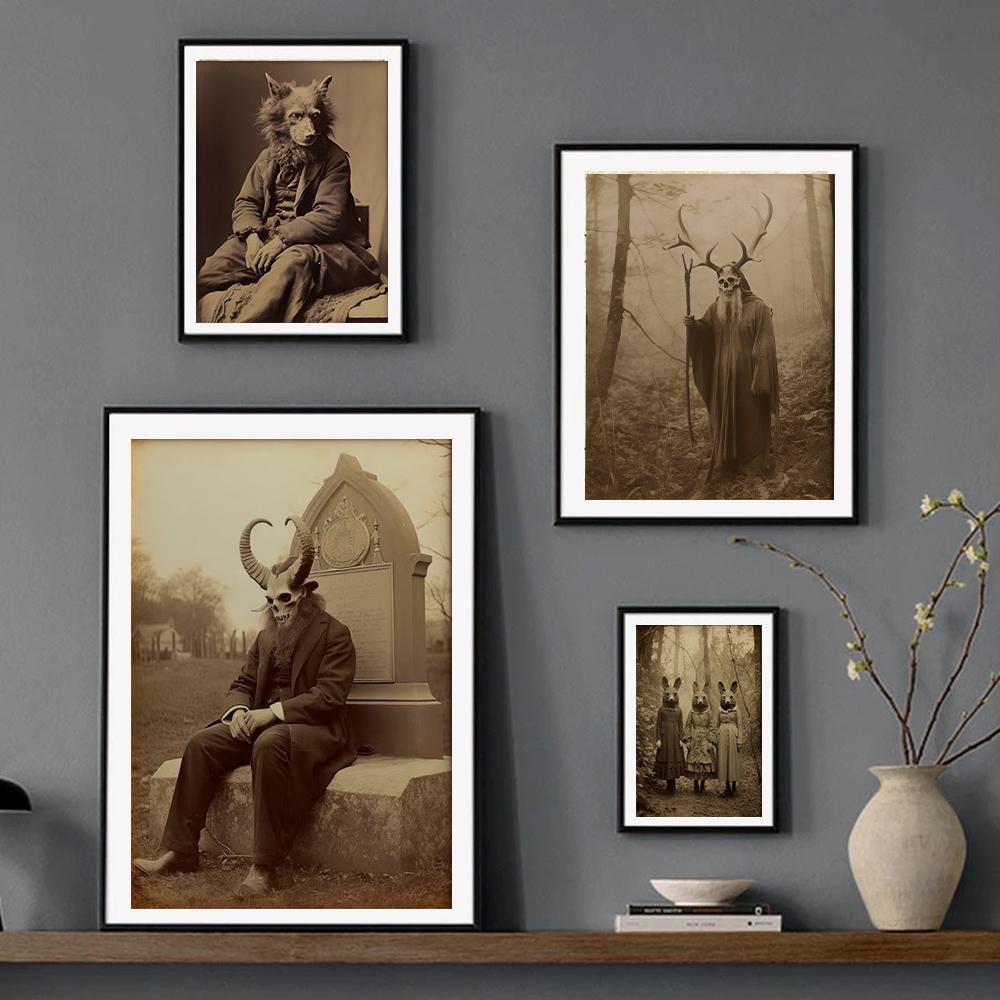 Dark Academia Art Haunting Ghost Poster Prints Halloween Home Decor Haunted House Gothic Vampire Canvas Painting Wall Art