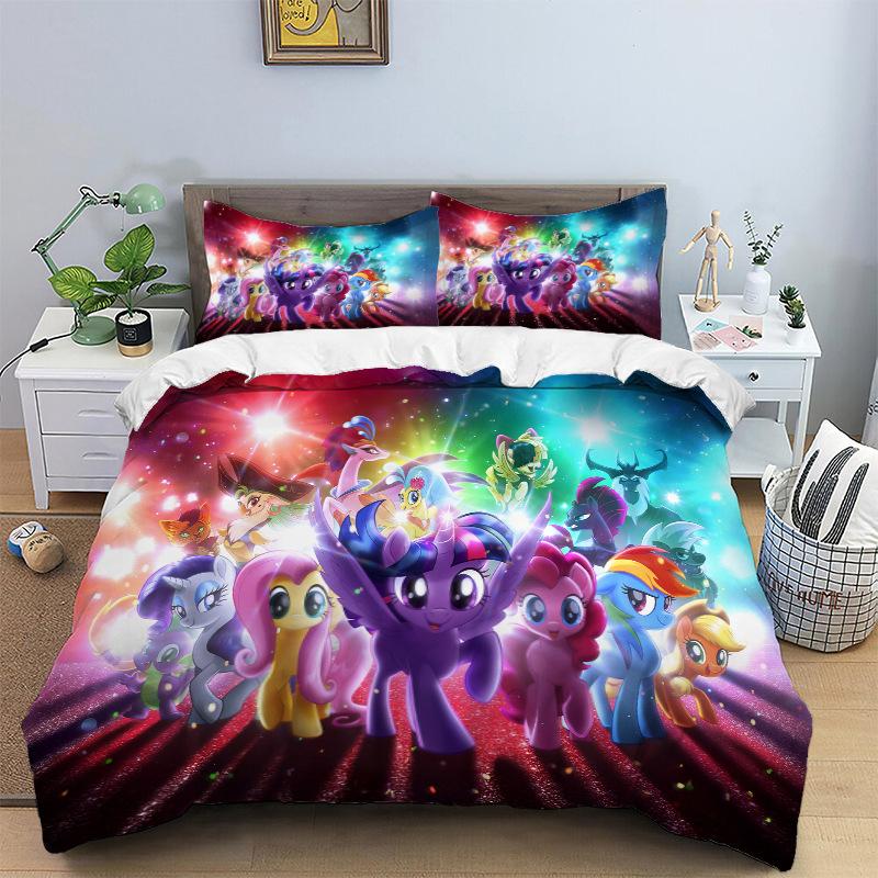 Sady povlečení My Little Pony Přikrývka Prošívaná přikrývka Přehoz na postel Povlak na peřinu Povlak na polštář Sady 2-3 kusů Dětské Velikosti pro dospělé Domácí dekorace