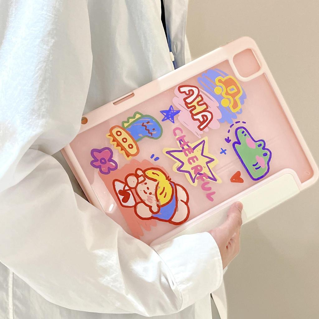 Magnetic Cartoon Acrylic iPad Case - Fits iPad Air 5 & iPad Mini 6 for Secure Tablet Protection