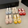 Retro Spitzen Mary Jane Schuhe Damen Frühling und Sommer neu Temperament flacher Ausschnitt halber Slipper mit Rock Tide