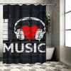 I Love Music Waterproof Shower Curtain Heat Resistant Machine Washable Non-Transparent 180x180cm